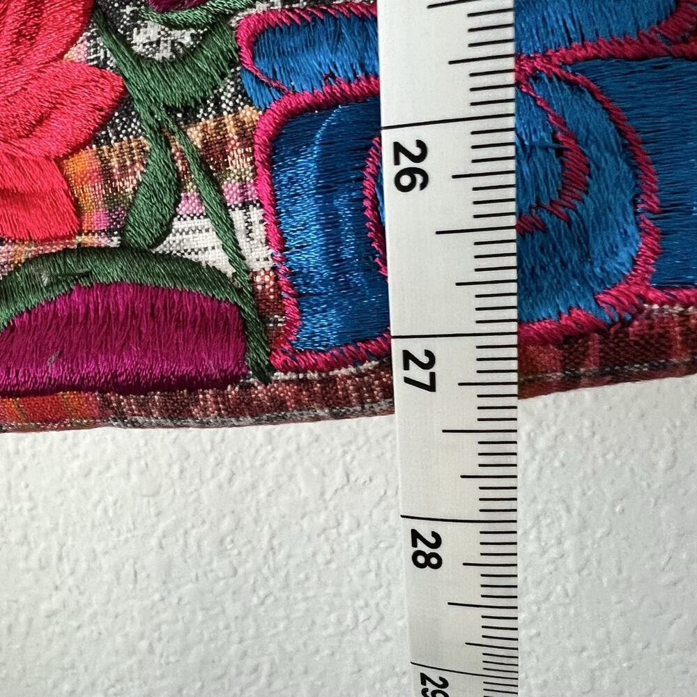 Embroidered Floral Plaid Patchwork Crossbody Hobo… - image 8